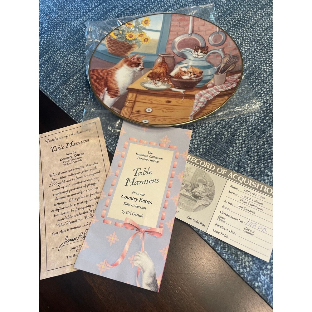 Vintage Table Manners by Gre Gerardi Country Kitties Hamilton Collection 1988